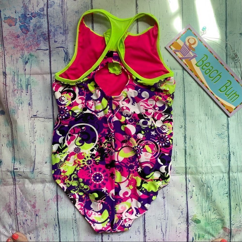 Wave Zone Neon Multicolor Racerback Race swimsuit - Picture 6 of 8